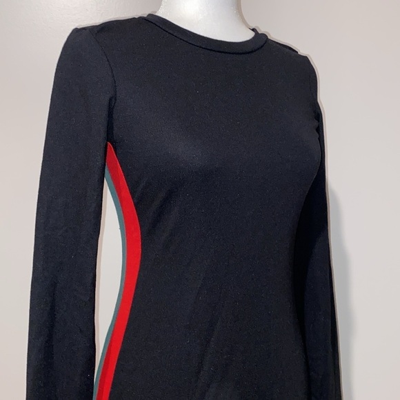NWOT Zara black green & red stripe bodycon dress - Picture 1 of 10